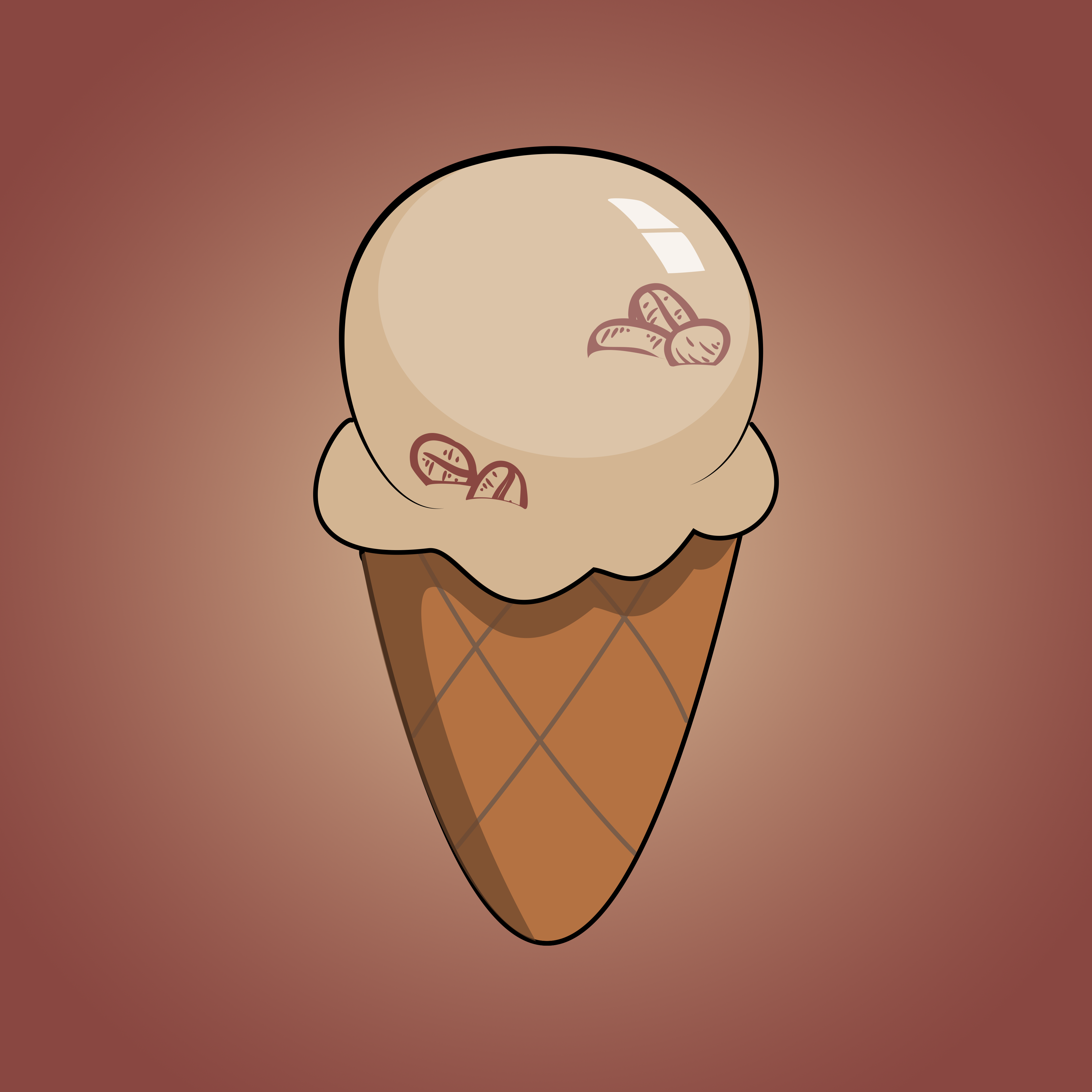 Coffee ice cream cone with background